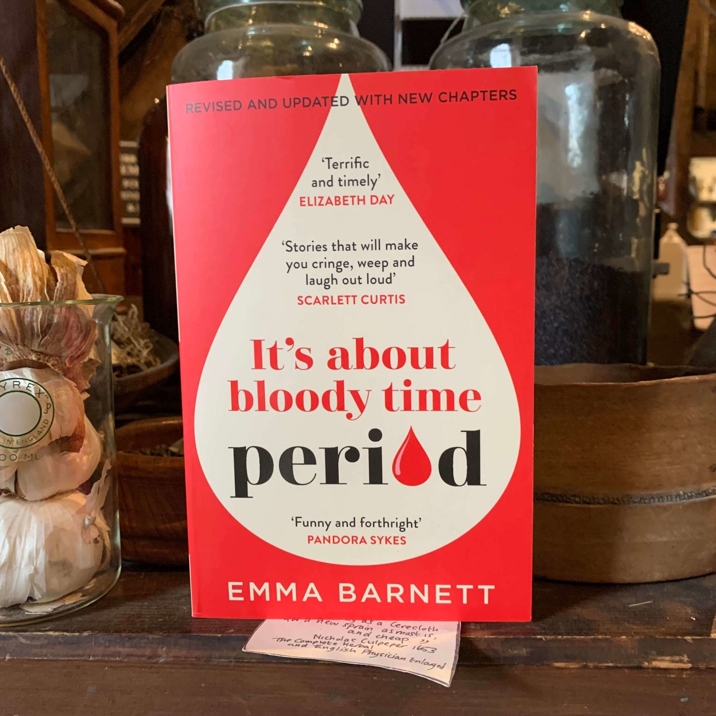 The Period paperback displayed within the herb garret in the museum