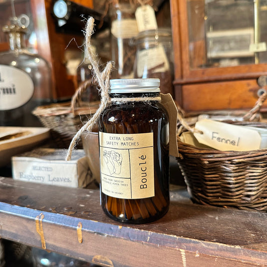 Bouclé Extra Long Safety Matches - Amber glass jar